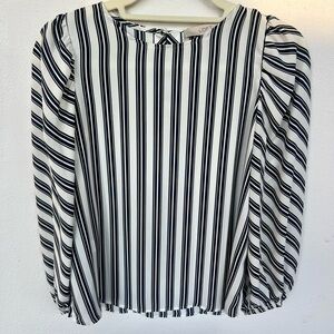 LOFT Navy and White Striped Women's Top